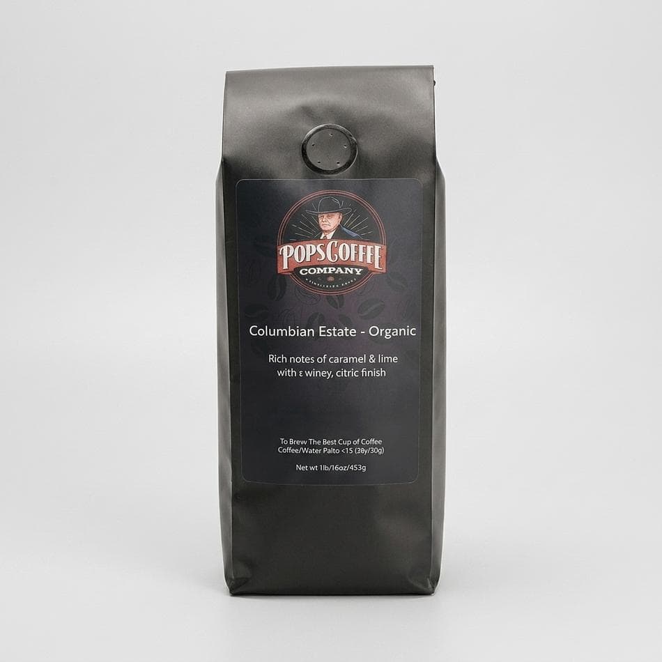 Organic Colombian Coffee Beans, Caramel & Lime Notes, Bright Citrus Acidity, Air-Roasted, 1 lb Bag
