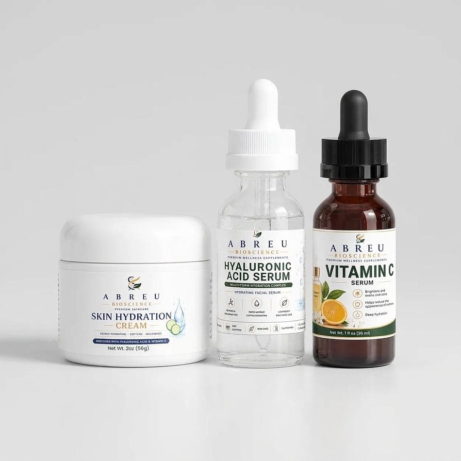 Vitamin C Serum + Hyaluronic Acid Serum + Hydration Face Cream Kit, Brightening & All-Day Moisture, 3-Piece Set