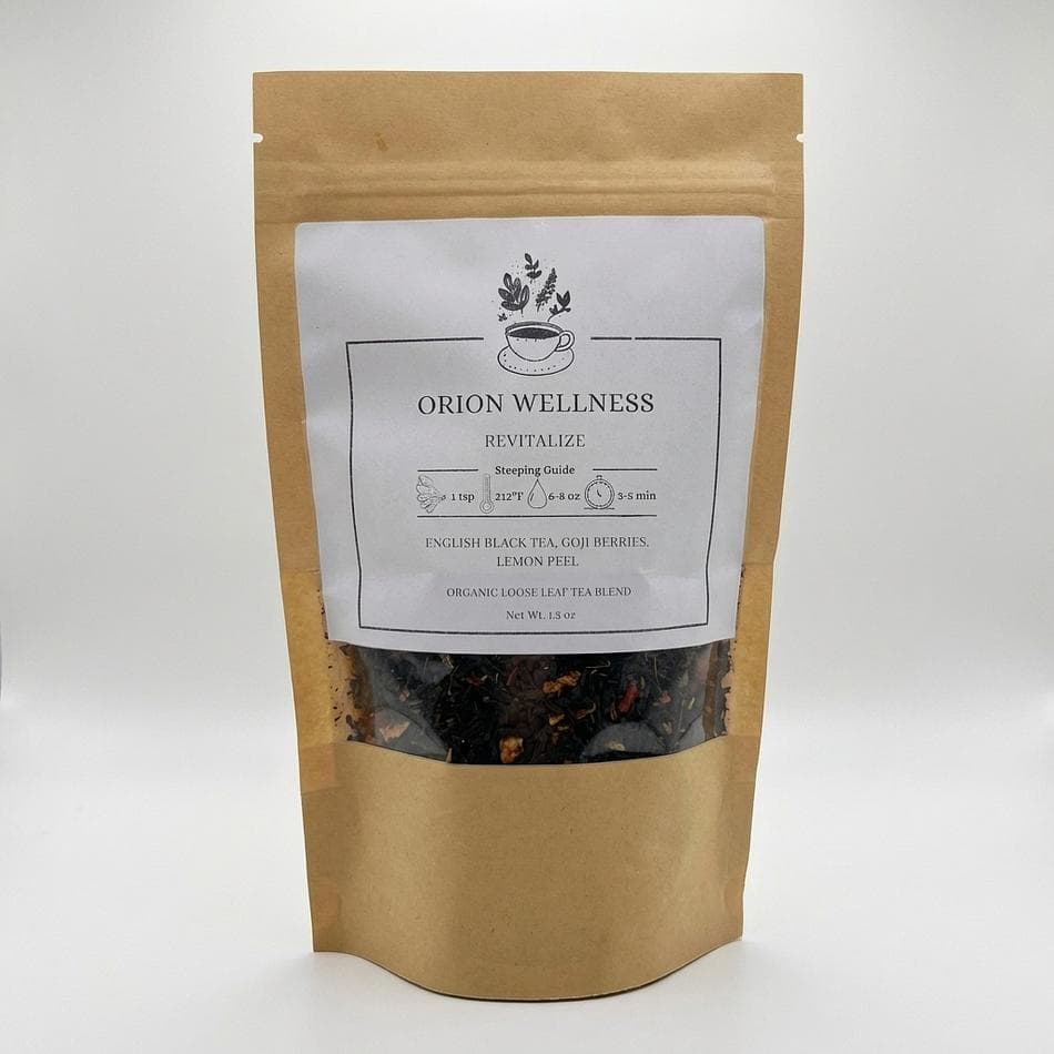 Loose Leaf Black Tea, Goji Berries & Lemon Peel, Energy + Mental Clarity, Organic Antioxidant Blend, 1.5 oz