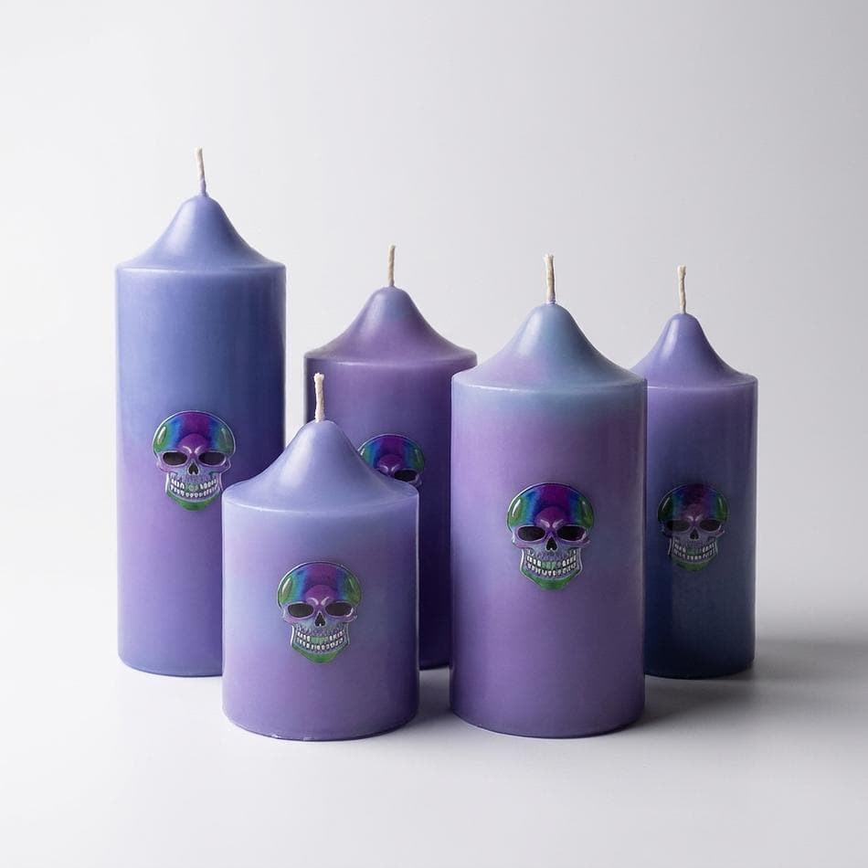 Scented Pillar Candle, Coconut Apricot Wax, Green Notes & Lavender, Witchy Halloween Decor, 1 Candle