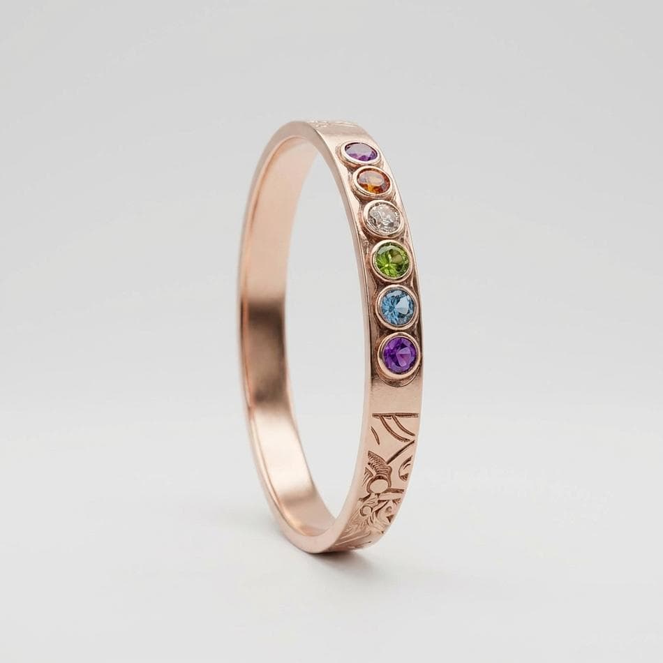 Seven Chakra Copper Bracelet, Chakra Gemstones, Energy Balance & Mindfulness, 1 Bracelet