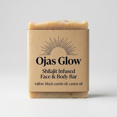 Shilajit Tallow Soap Bar, Black Cumin & Castor Oil, Moisturizing Face + Body Cleanser, 1 Bar