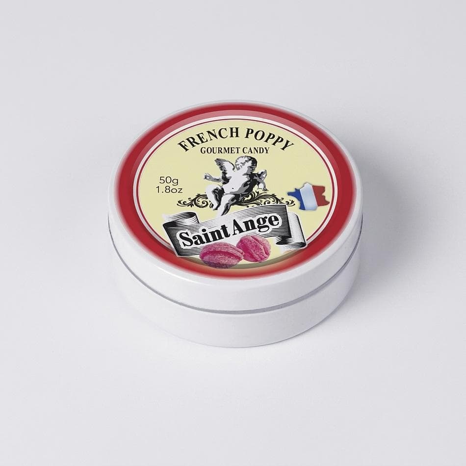 Poppy Candy Pastilles, Natural Poppy Flavor, Floral French Confectionery, 1 Pack