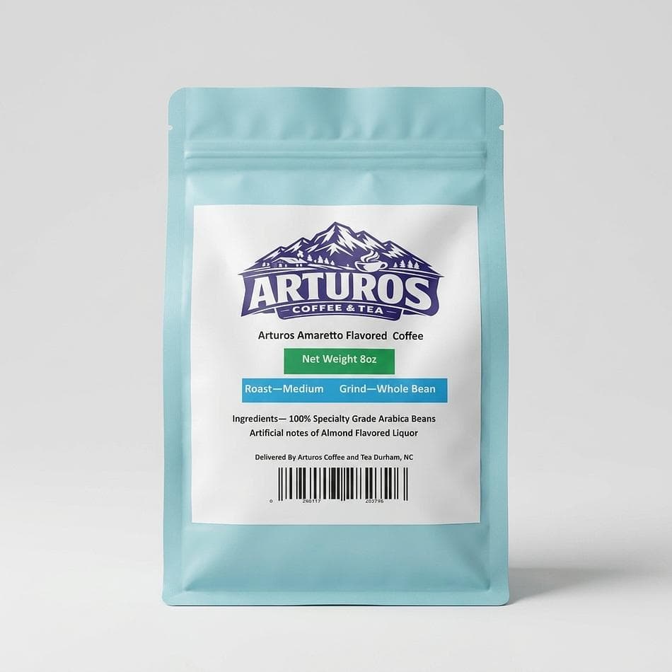 Amaretto Flavored Whole Bean Coffee, 100% Arabica Medium Roast, Almond & Marzipan Notes, 8 oz Bag