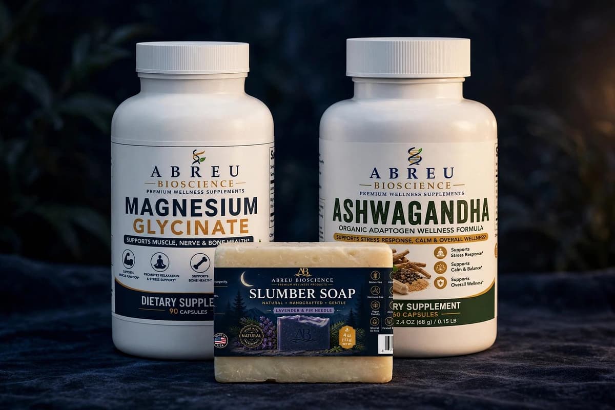 Melatonin-Free Sleep Support System, Magnesium Glycinate + Ashwagandha + Lavender Soap, Fall Asleep Faster, 3-Step Kit