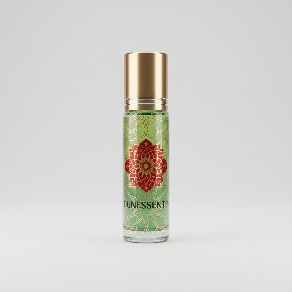 Aromatic Body Roll-On Perfume Oil, Jojoba & Pine, Fresh Forest Scent, Aquamarine Crystal-Infused, 10 ml