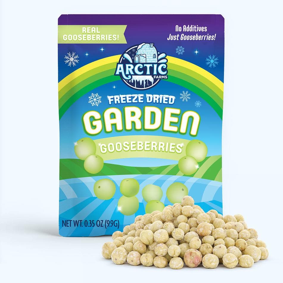 Freeze-Dried Organic Green Gooseberries, Tart, Bright, Antioxidant-Rich Snack, Resealable Bag (0.35 oz)