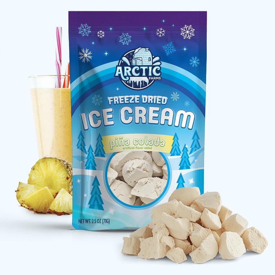 Freeze-Dried Ice Cream Bits, Pina Colada, No-Melt Crunchy Snack, Shelf-Stable, Large Resealable Bag (2.5 oz)