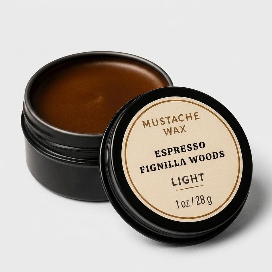 Tinted Mustache Wax, Espresso Brown, Essential Oils, Styles & Blends Dark Hair, 1 oz Tin