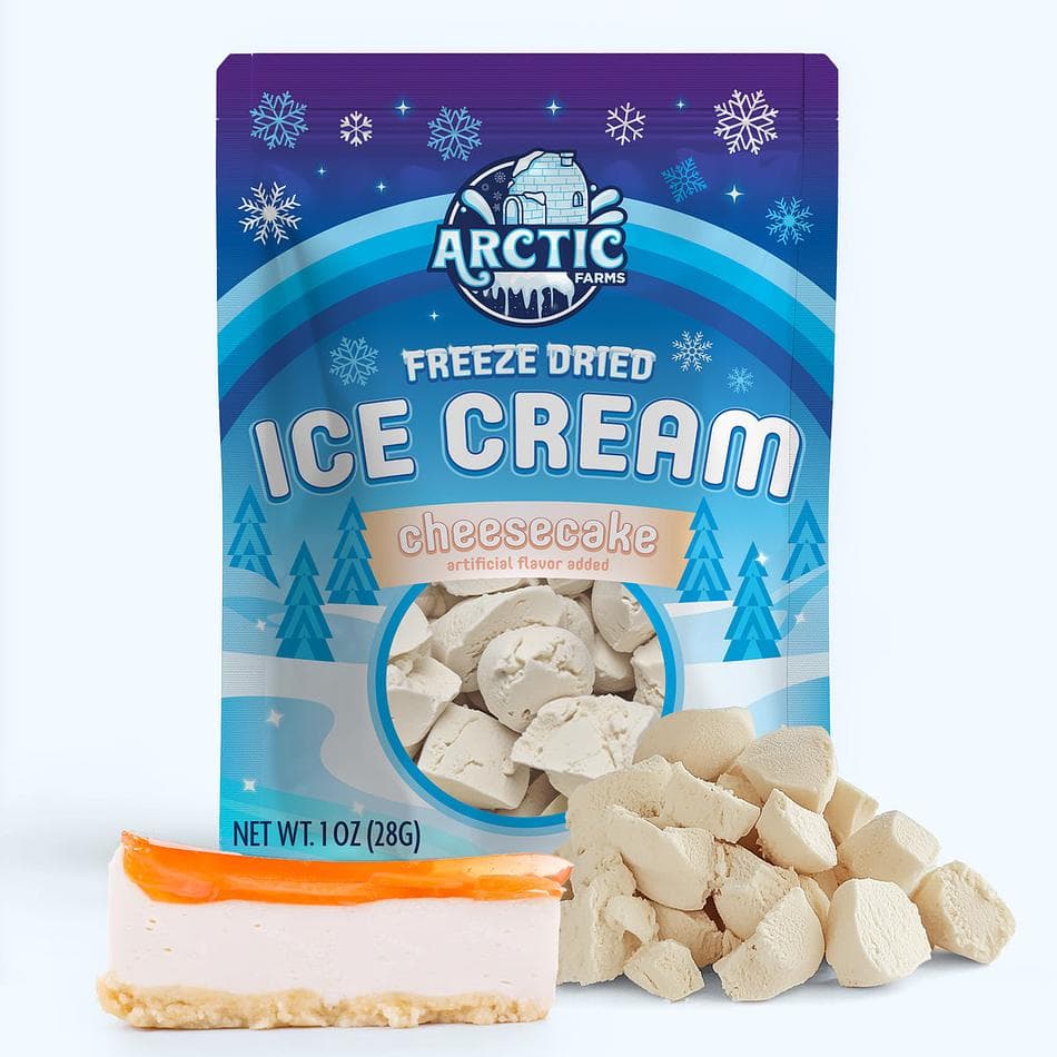 Freeze-Dried Ice Cream Bits, Cheesecake, No-Melt Crunchy Snack, Shelf-Stable, Resealable Bag (1 oz)