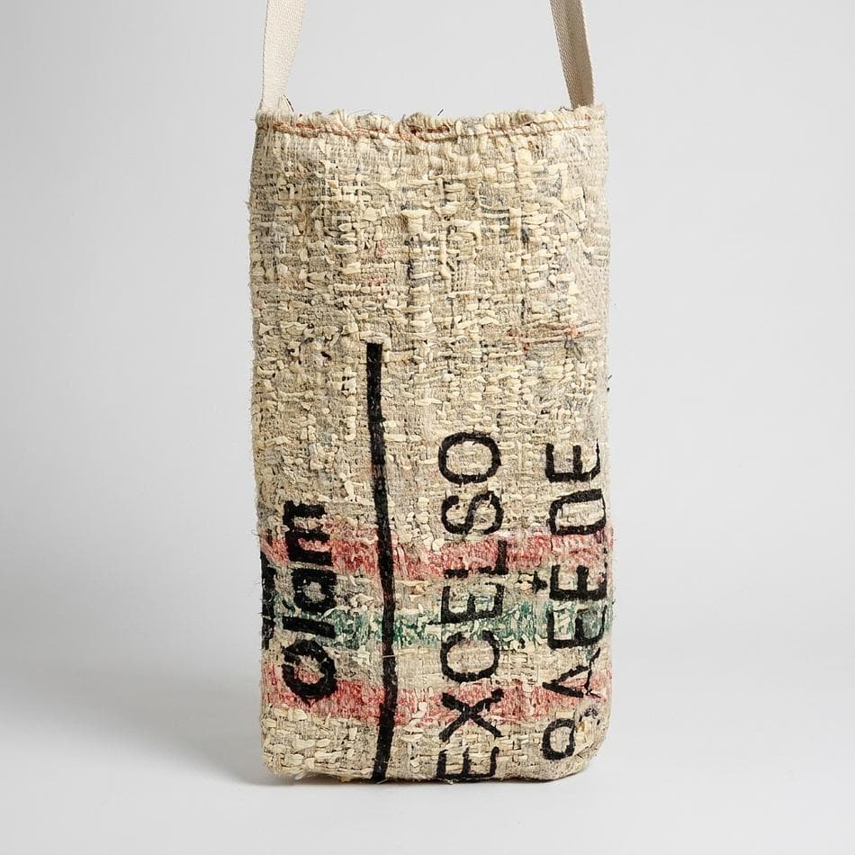 Upcycled Jute Coffee Sack Satchel Bag, Coffee-Stain Art, Reusable Market & Beach Tote, Medium or Large