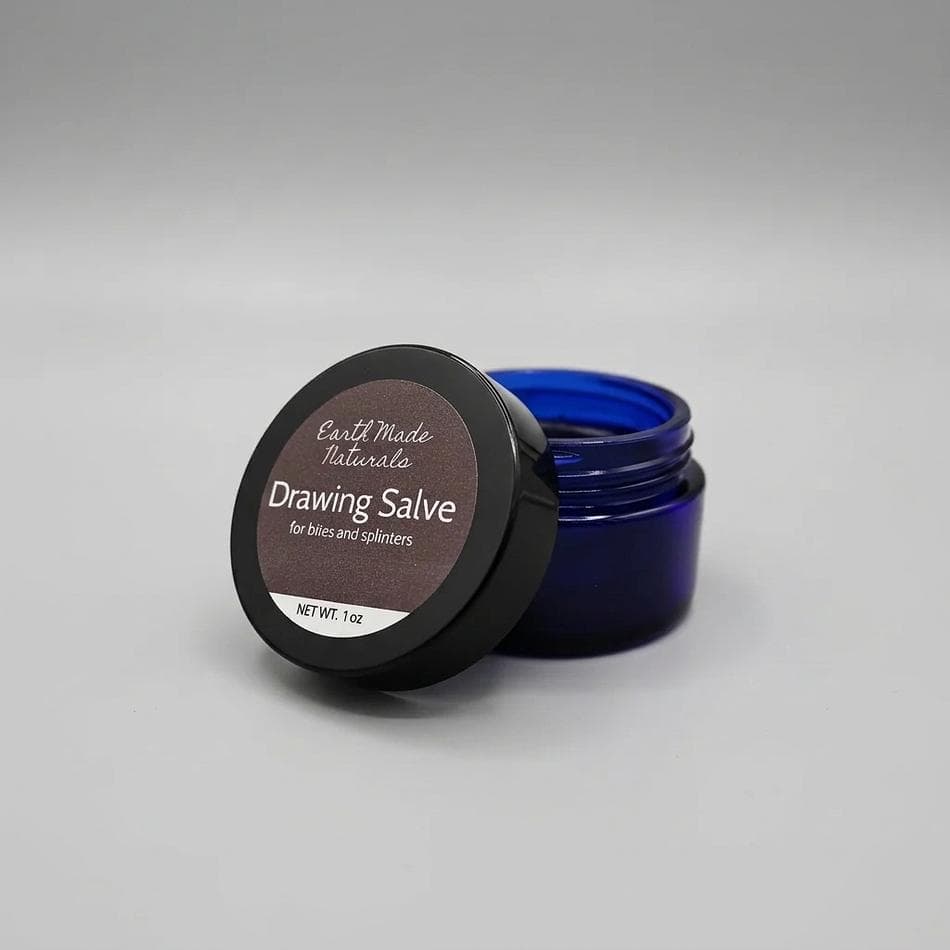 Activated Charcoal Drawing Salve, Plantain & Yarrow, Splinter/Bite Relief, Bentonite Clay & Beeswax, Jar