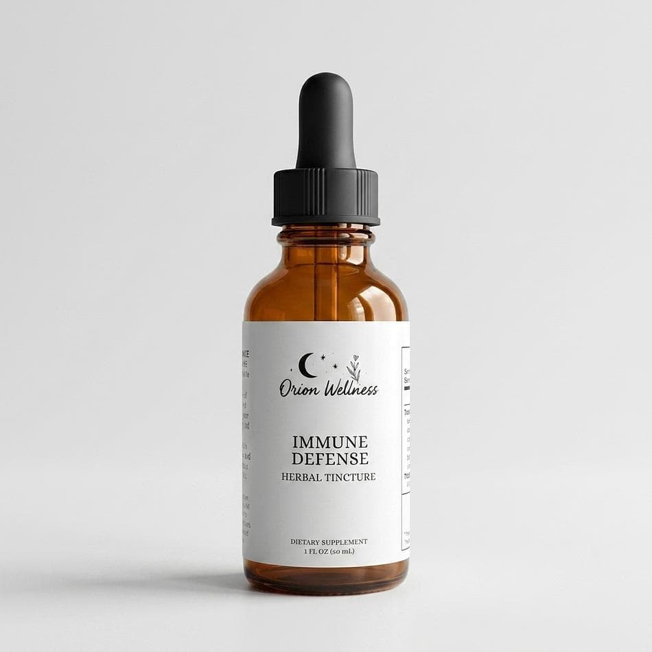 Herbal Immune Support Tincture, Echinacea + Elderberry + Astragalus, Seasonal Defense, 100 Proof Extract, Dropper Liquid