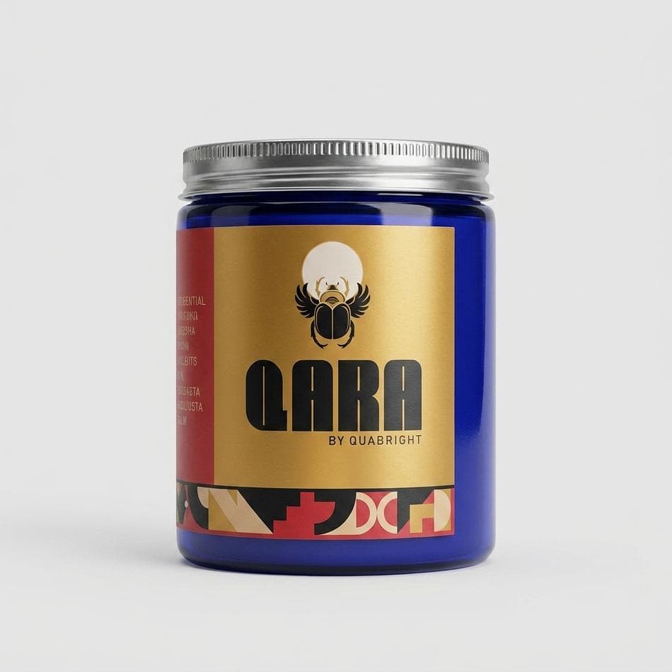 ORANGEWOOD RESERVE  by Quadriche Soy Jar Candle, Orange Peel & Red Currant, Bright Citrus + Woody Scent, Cobalt Glass, 8 oz