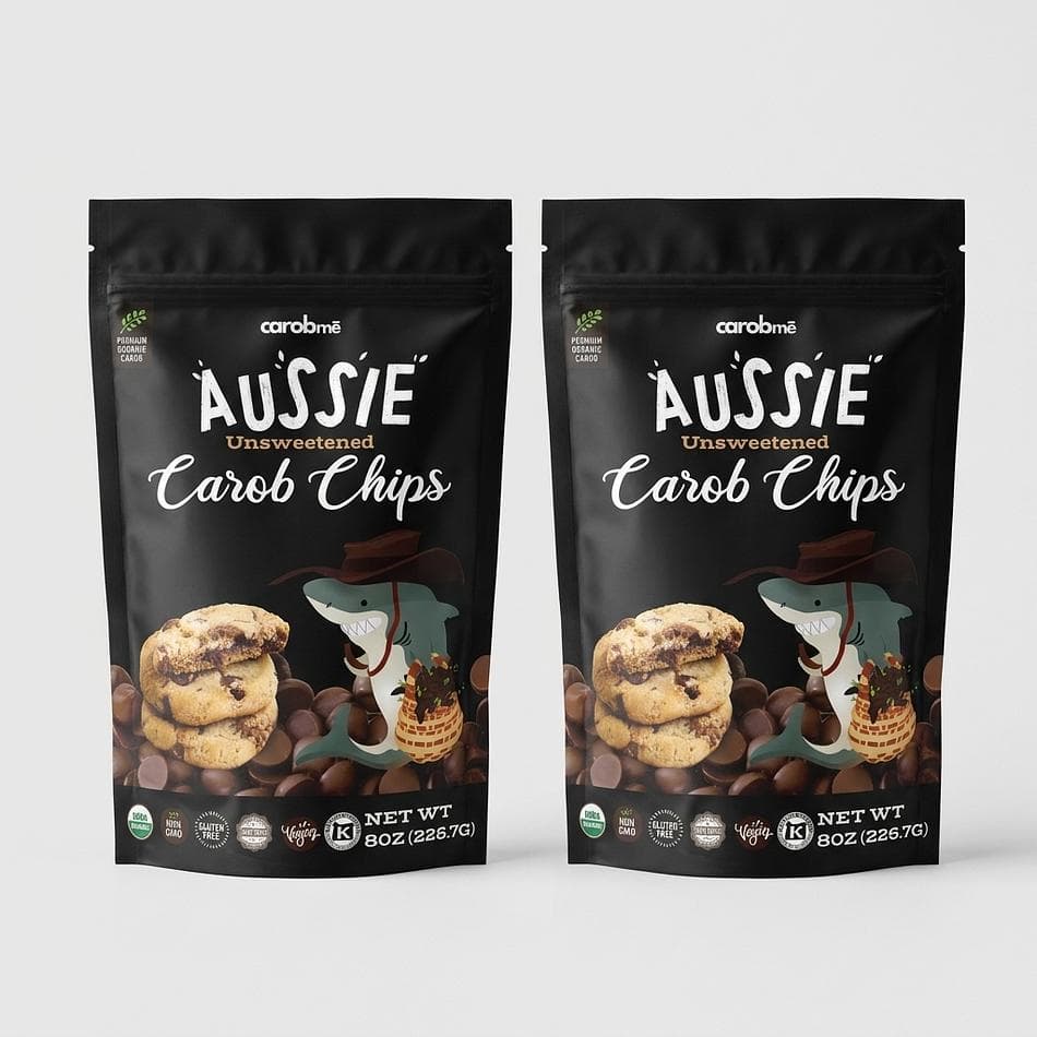 Organic Carob Baking Chips, Australian Carob Powder, Chocolate-Like Melt, Semi-Sweet + Unsweetened, 8 oz Bags (2-Pack)