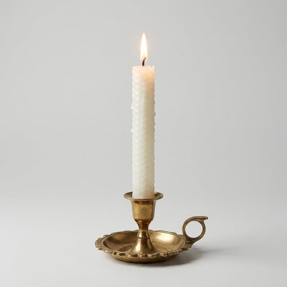 White Beeswax Taper Candles, 100% Pure Beeswax, Clean-Burning Natural Glow, 8 Inch, Set of 2