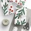 Holiday Berry Botanical Wrapping Paper Roll — Festive Green & Red Gift Wrap-6