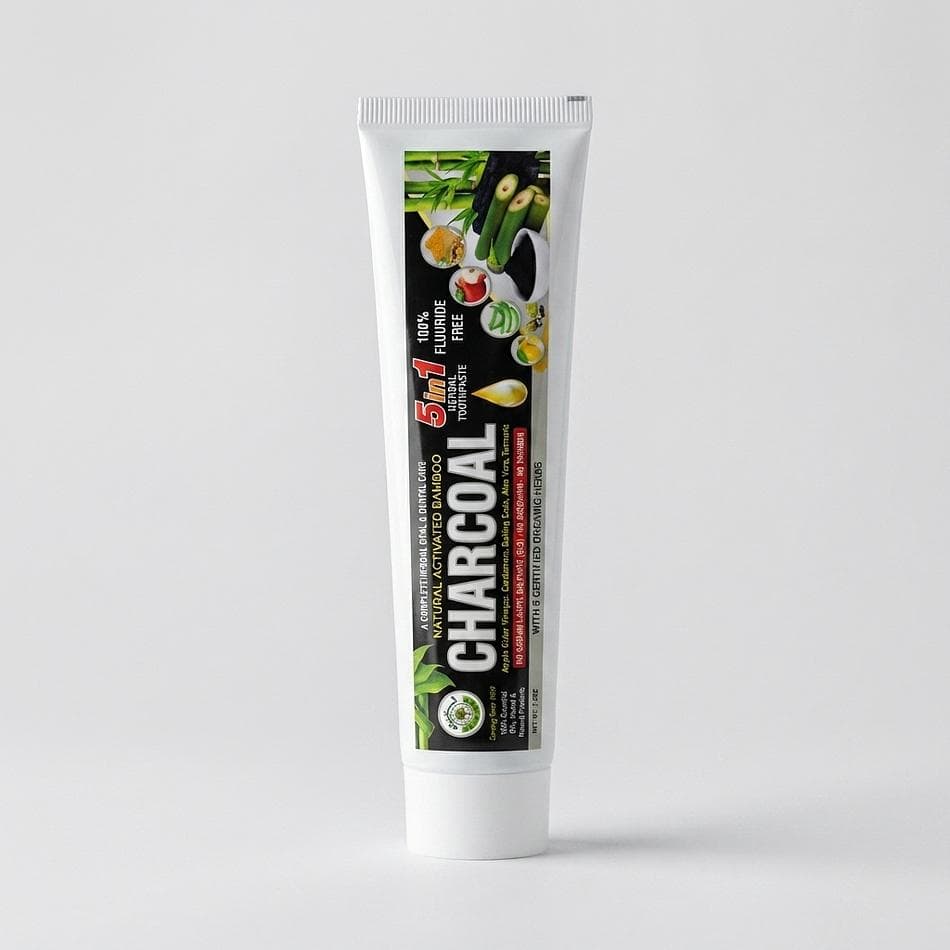 Activated Bamboo Charcoal Toothpaste, Aloe Vera & Turmeric, Teeth Whitening & Fresh Breath, SLS-Free Vegan, 4 oz