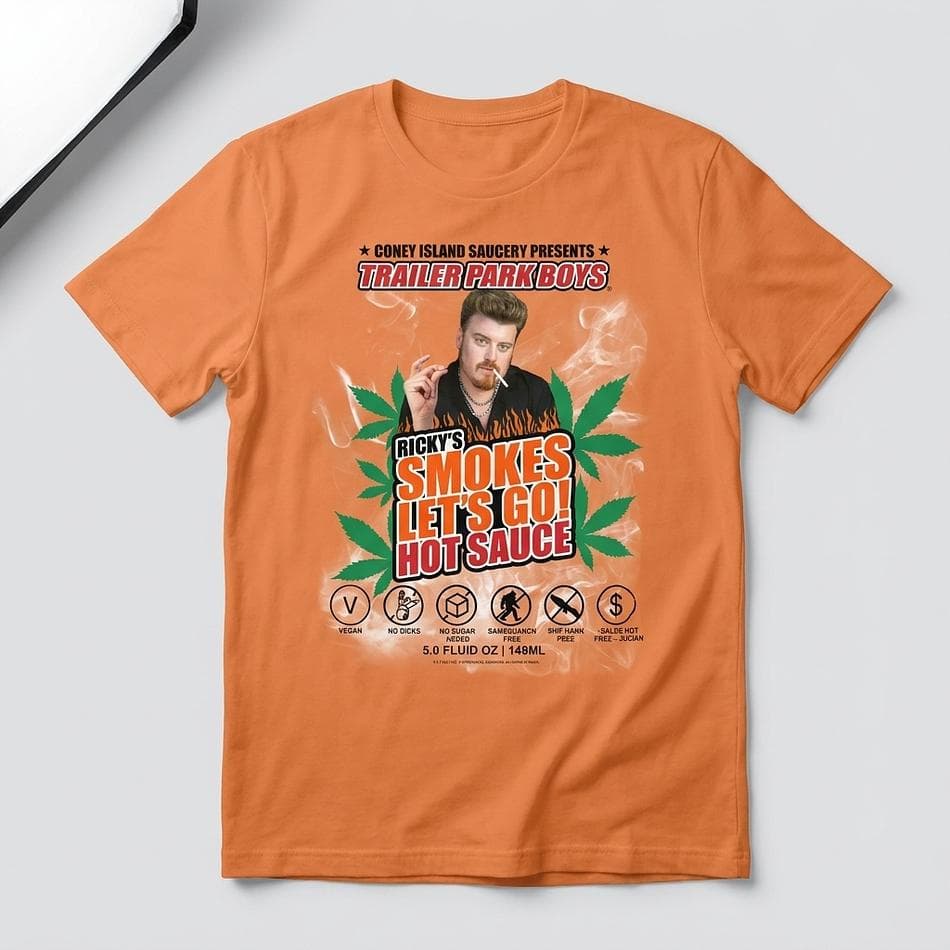 Unisex Graphic T-Shirt, Combed Ring-Spun Cotton, Trailer Park Boys Ricky Smokes Let’s Go Quote, Pre-Shrunk, S–4XL