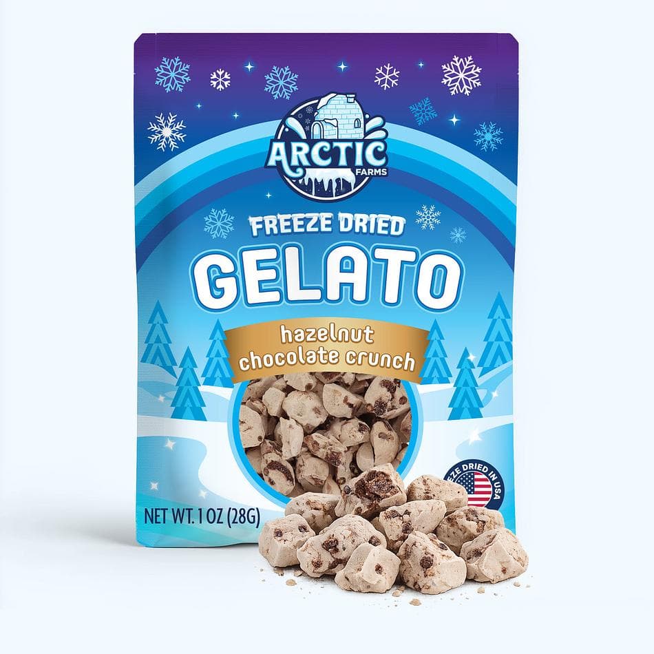 Freeze-Dried Gelato Bites, Piemonte Hazelnut Chocolate Crunch, No-Melt Dessert Snack, Resealable Bag (1 oz)