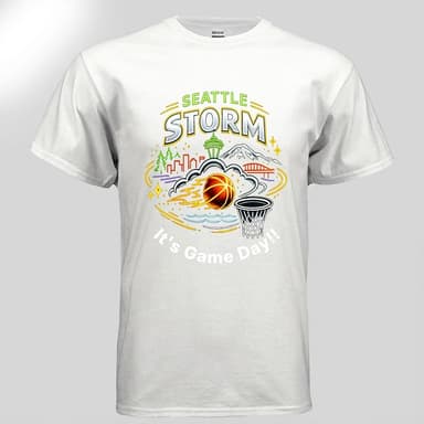 Seattle Storm Fan T-Shirt, 100% Cotton Gildan G500, Classic Fit Game Day Tee, 5.3 oz, Unisex S–5XL