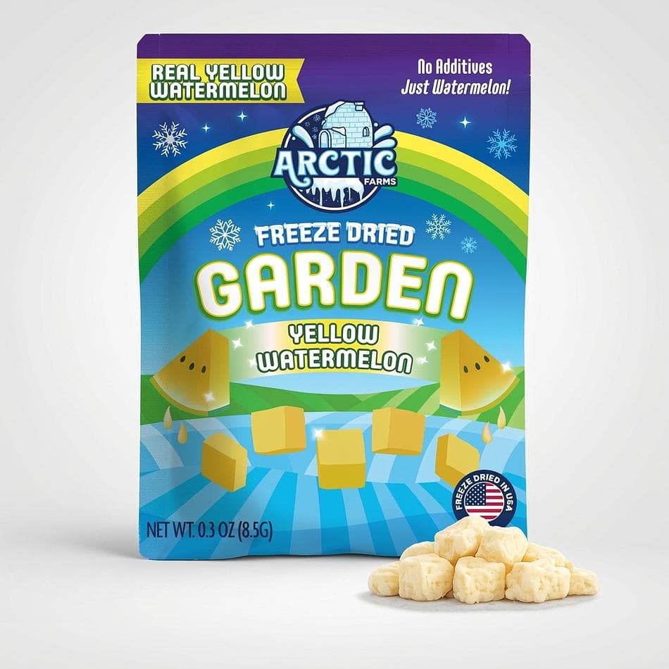 Freeze-Dried Yellow Watermelon Pieces, 1 Ingredient, No Added Sugar, Crunchy Fruit Snack, 0.3oz/1.2oz/6oz Bag