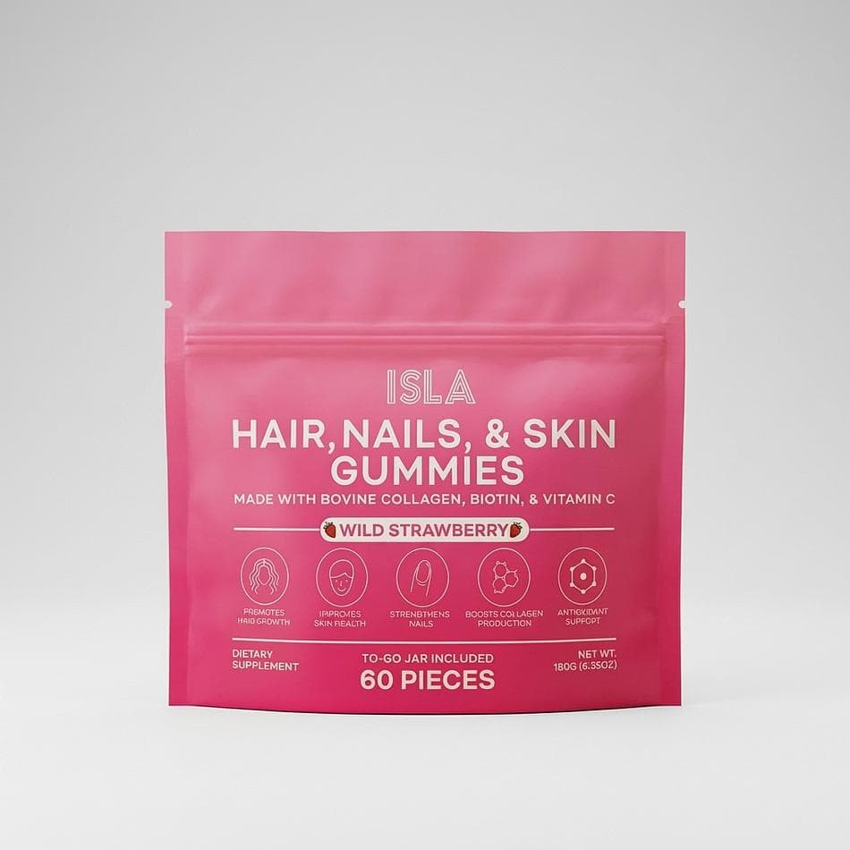 Hair, Skin & Nails Gummies, Collagen + Biotin + Vitamin C, Supports Hair Growth, Wild Strawberry, 60 Gummies (30 Servings)