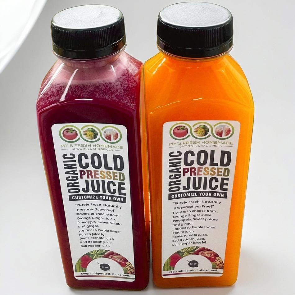 Organic Cold‑Pressed Juice Sampler (3 × 12 oz) — Choose Any 3 Flavors | MY’S Fresh Homemade Smoothies