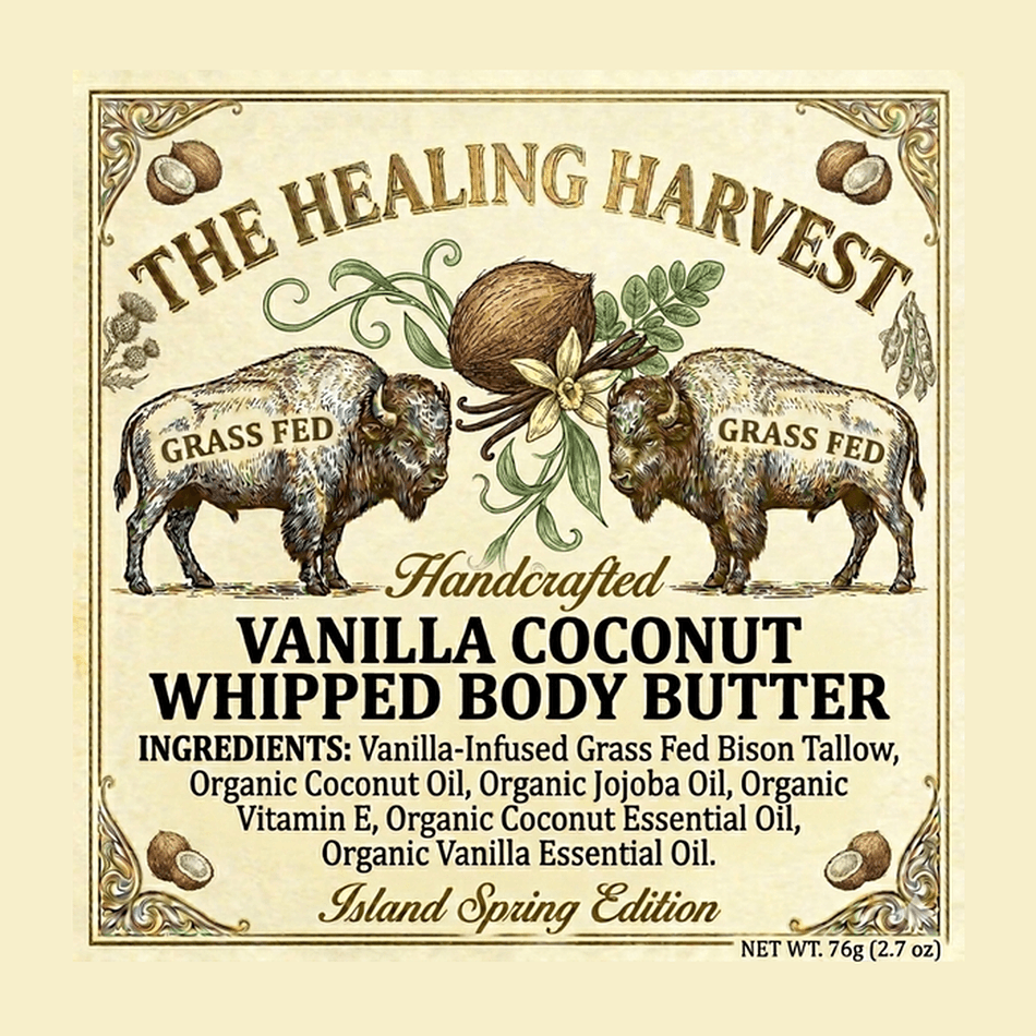 Tallow Body Butter, Bison Tallow + Coconut Oil + Jojoba Oil, Deep Moisture for Dry Skin, Vanilla Scent, 1 Jar