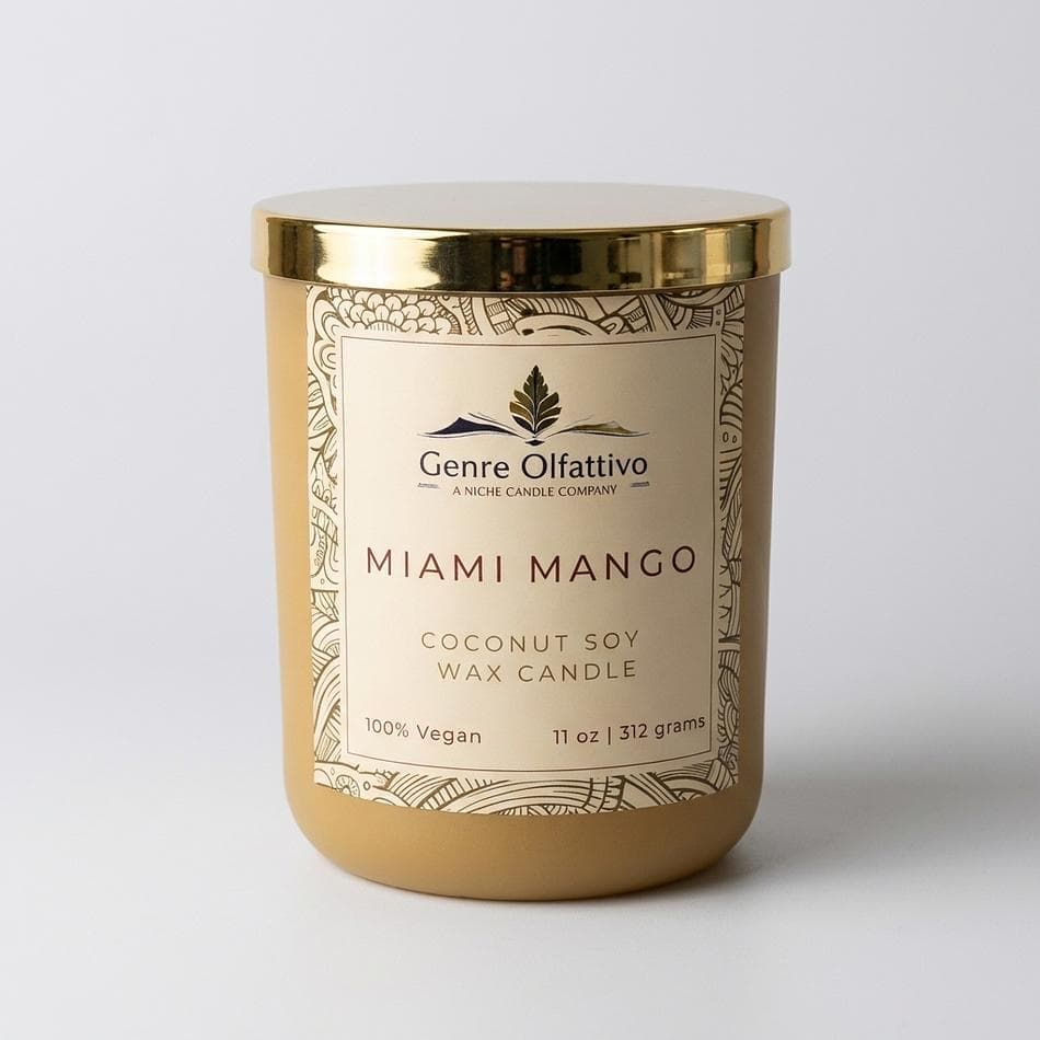 Miami Mango Tropical Scented Candle, Coconut Soy Wax, Mango Pineapple Coconut Milk, Clean Burn, 12 oz Jar, Wood or Double Wick