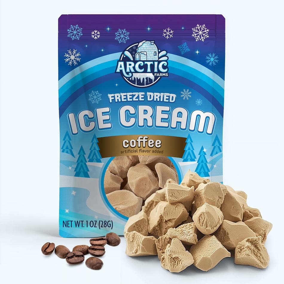 Freeze-Dried Ice Cream Bits, Coffee, No-Melt Crunchy Snack, Shelf-Stable, Pack of 3 Resealable Bags (1 oz each)