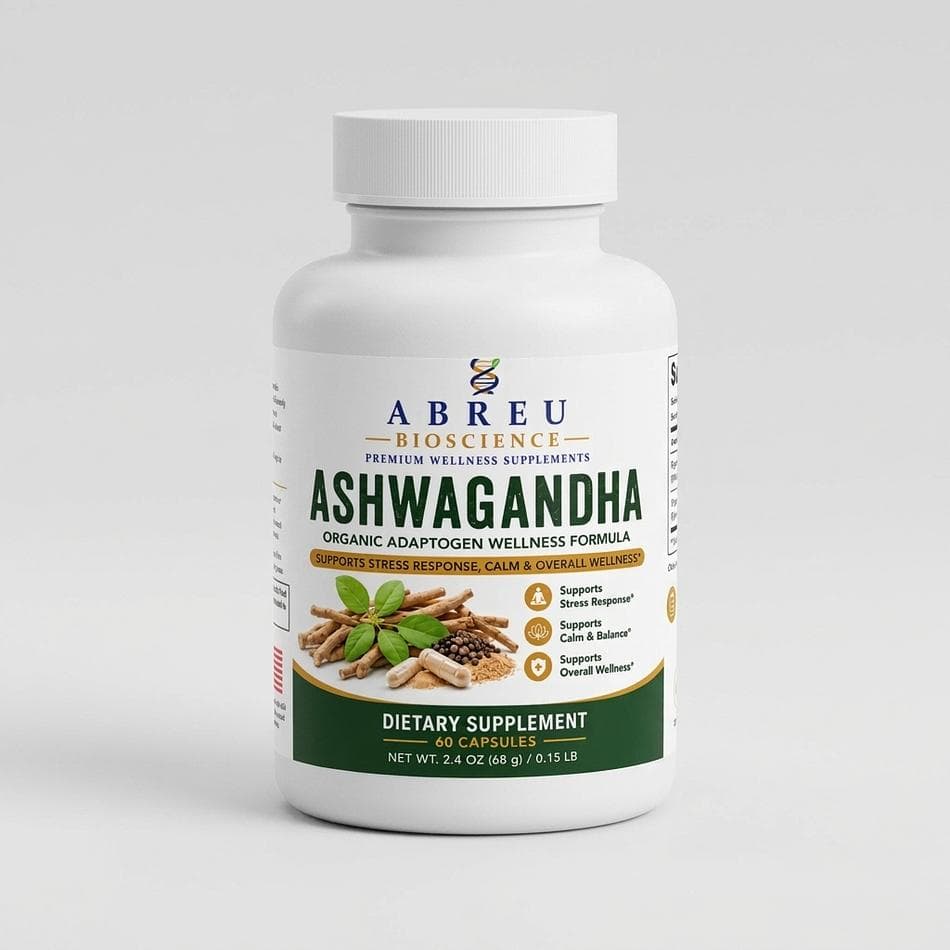 Organic Ashwagandha Capsules, Ashwagandha Root + Black Pepper, Stress Support Adaptogen, 60 Caps (Pullulan)