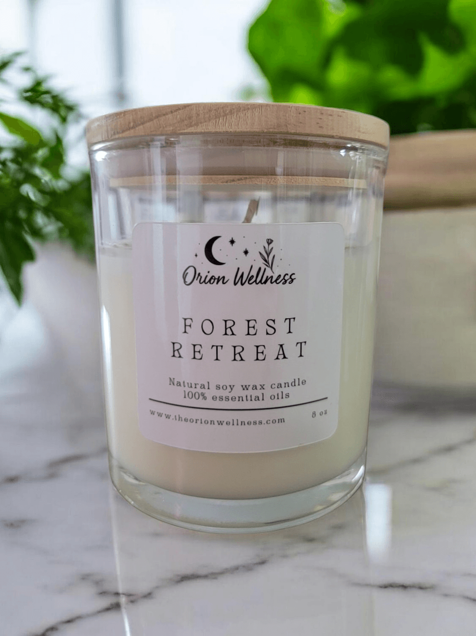 Soy Aromatherapy Candle, Eucalyptus Cedarwood Rosemary & Pine, Grounding Forest Scent, 8 oz, 40–45 Hr Burn