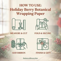 Holiday Berry Botanical Wrapping Paper Roll — Festive Green & Red Gift Wrap-9