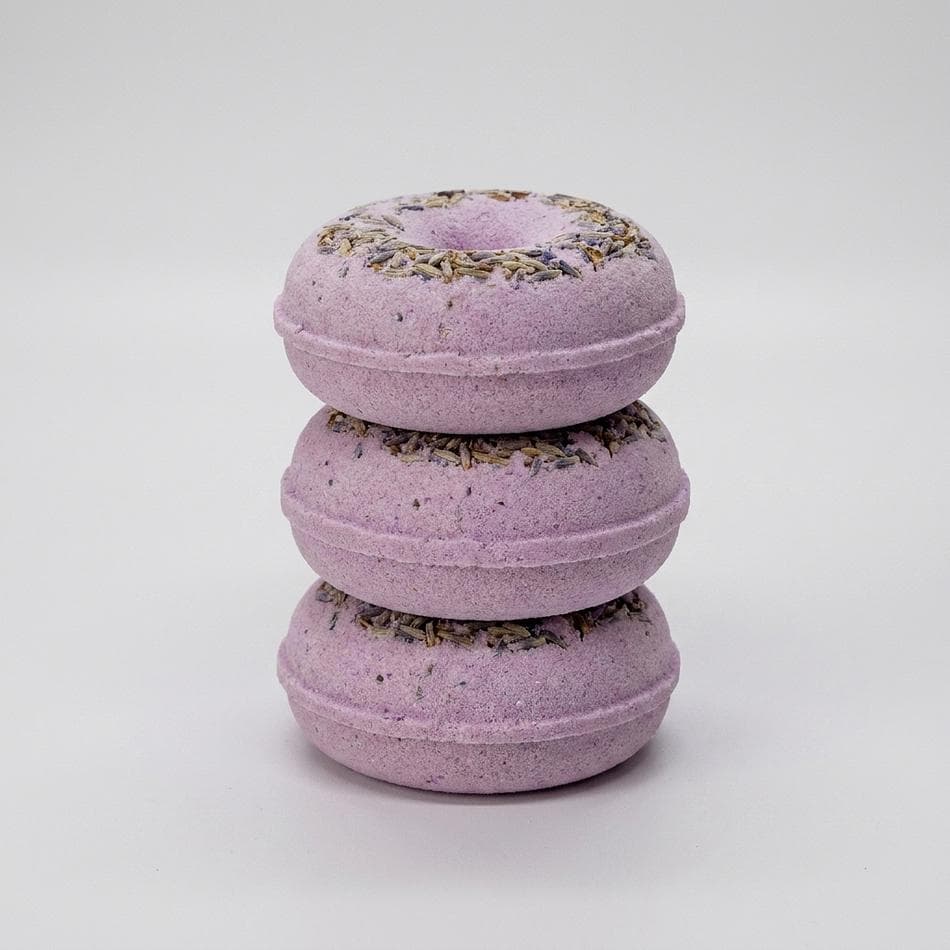 Lavender Bath Bomb Set, Avocado Oil & Kaolin Clay, Relaxing Moisturizing Soak, Donut Shape, 3-Pack (2.6 oz each)