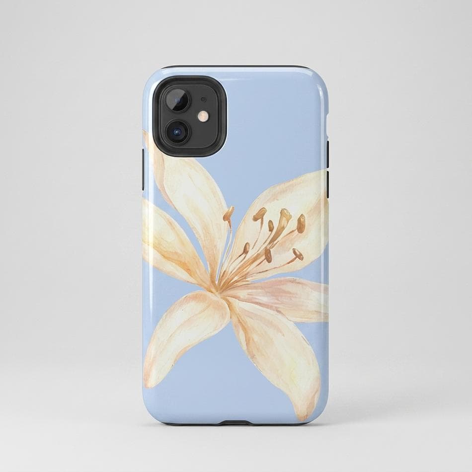 Dual-Layer Floral iPhone Case, Tiger Lily Print, Shock-Absorbing Protection, Glossy/Matte, iPhone 11–17