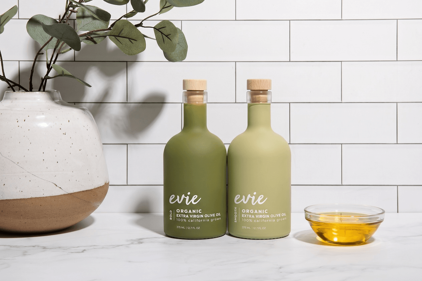 Organic Extra Virgin Olive Oil Set, Bold + Smooth, High-Polyphenol California EVOO, 2-Pack 375 mL (750 mL Total)