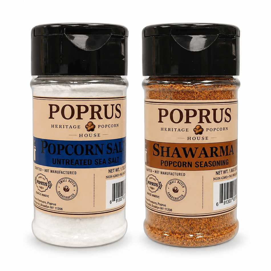 Popcorn Seasoning Shakers 2-Pack, Choose 2 Flavors (Butter/Jalapeno/Shawarma), Non-GMO Dairy-Free, 1.55–1.90 oz each