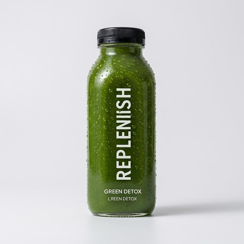 Green Detox Cold-Pressed Juice, Kale & Spinach, Cucumber Celery Apple Lemon Ginger, Digestion Support, 1 Bottle