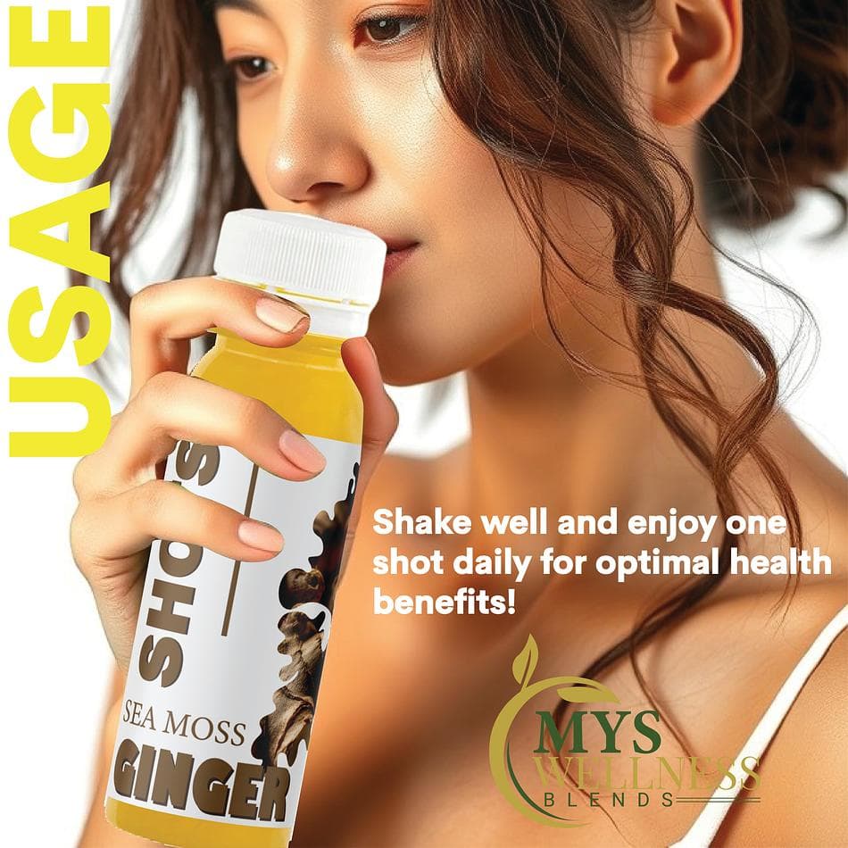 Sea Moss Ginger Wellness Shots, Sea Moss & Ginger, Immunity + Digestion Support, 2 oz Bottles, 14-Pack