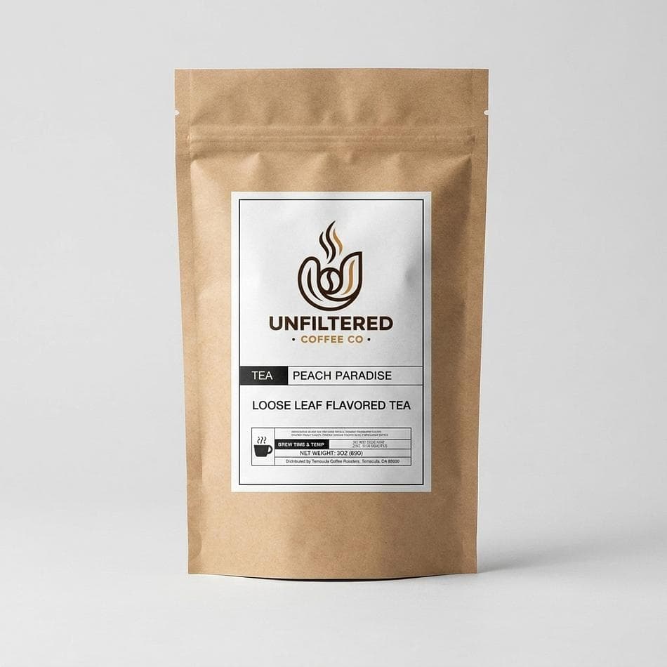 Caffeine-Free Peach Herbal Tea, Peach, Cranberry & Rose Petals, Fruity Floral Iced or Hot, Loose Leaf 3 oz