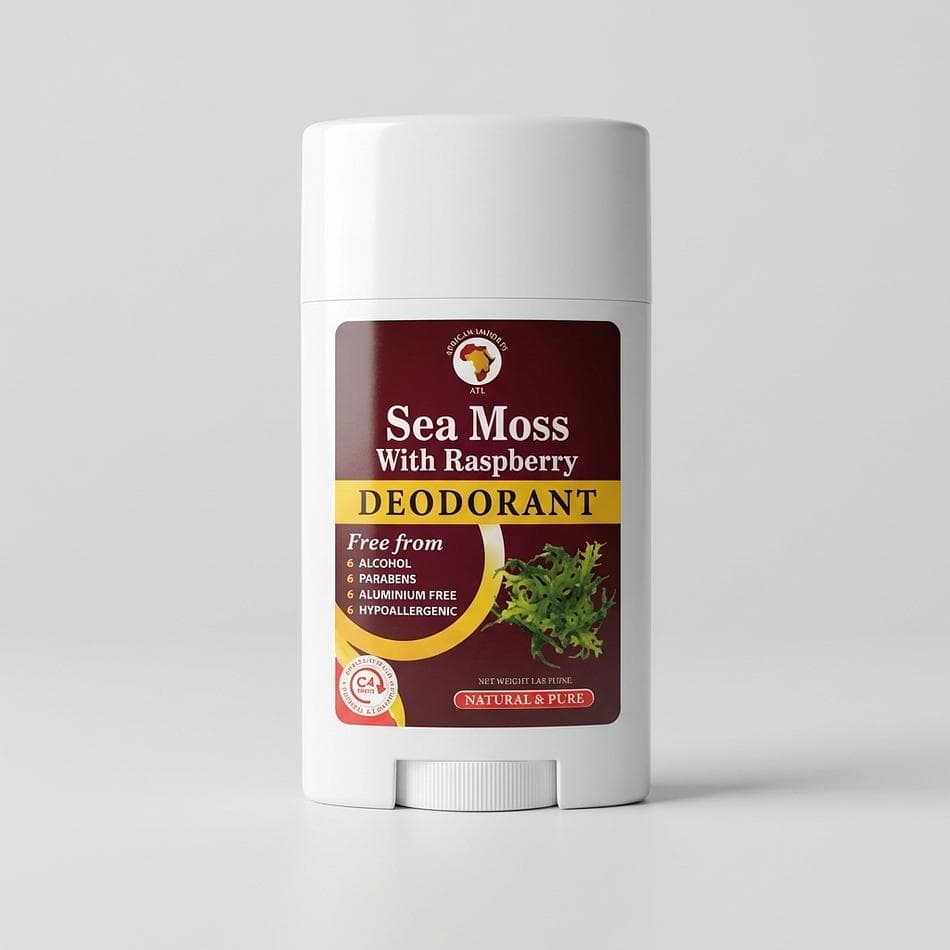Natural Deodorant Cream, Sea Moss Extract & Shea Butter, Aluminum-Free Odor Control, Raspberry Scent, 1 Jar