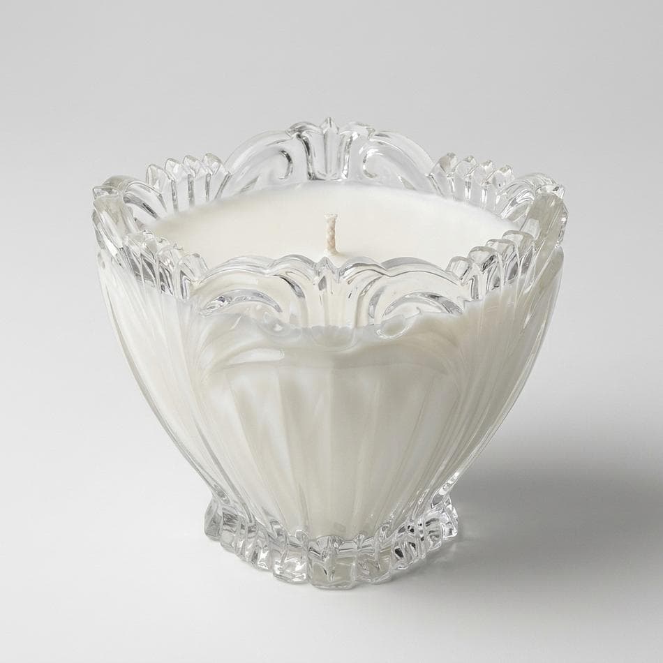 Vintage Crystal Bowl Candle, Oneida Augustina German Crystal, Soy Wax, Sea Salt & Orchid Scent, 7.61 oz, 2-Wick