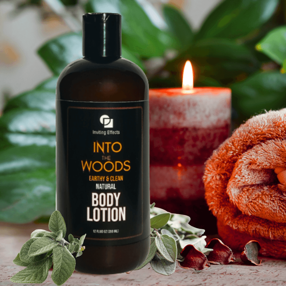 Natural Body Lotion, Coconut Oil & Shea Butter, Woodsy Essential Oils , Non-Greasy Hydration, INTO the WOODS 12 oz