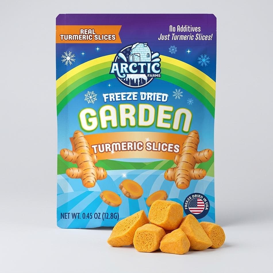 Freeze-Dried Turmeric Root Slices, 1-Ingredient Curcumin Spice, Tea & Smoothies, Resealable Bag (0.45oz/1.8oz/12oz)