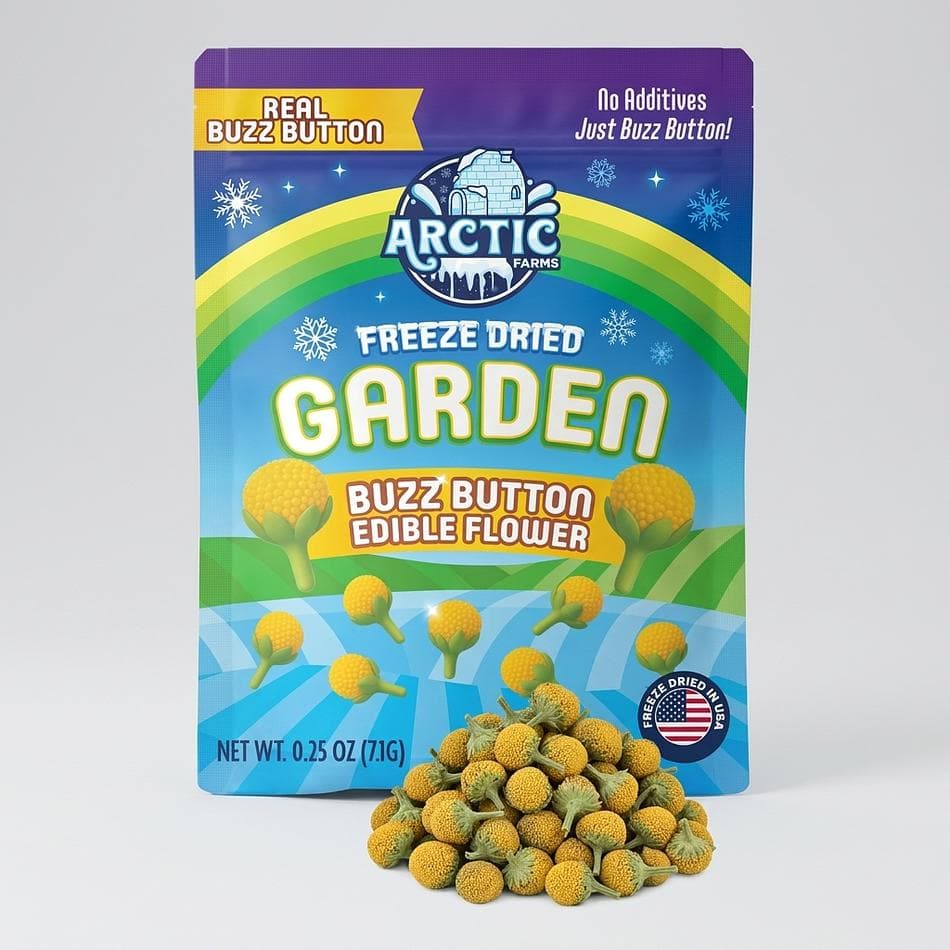 Freeze-Dried Buzz Button Flowers (Acmella oleracea), Electric Tingling Cocktail Garnish, 0.25 oz Bag (~75 buds)