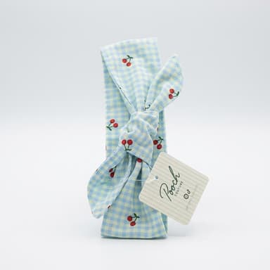 Dog Neckerchief Bandana, Cotton-Poly Gingham & Cherry Print, Lightweight Spring/Summer Scarf, XS–XL