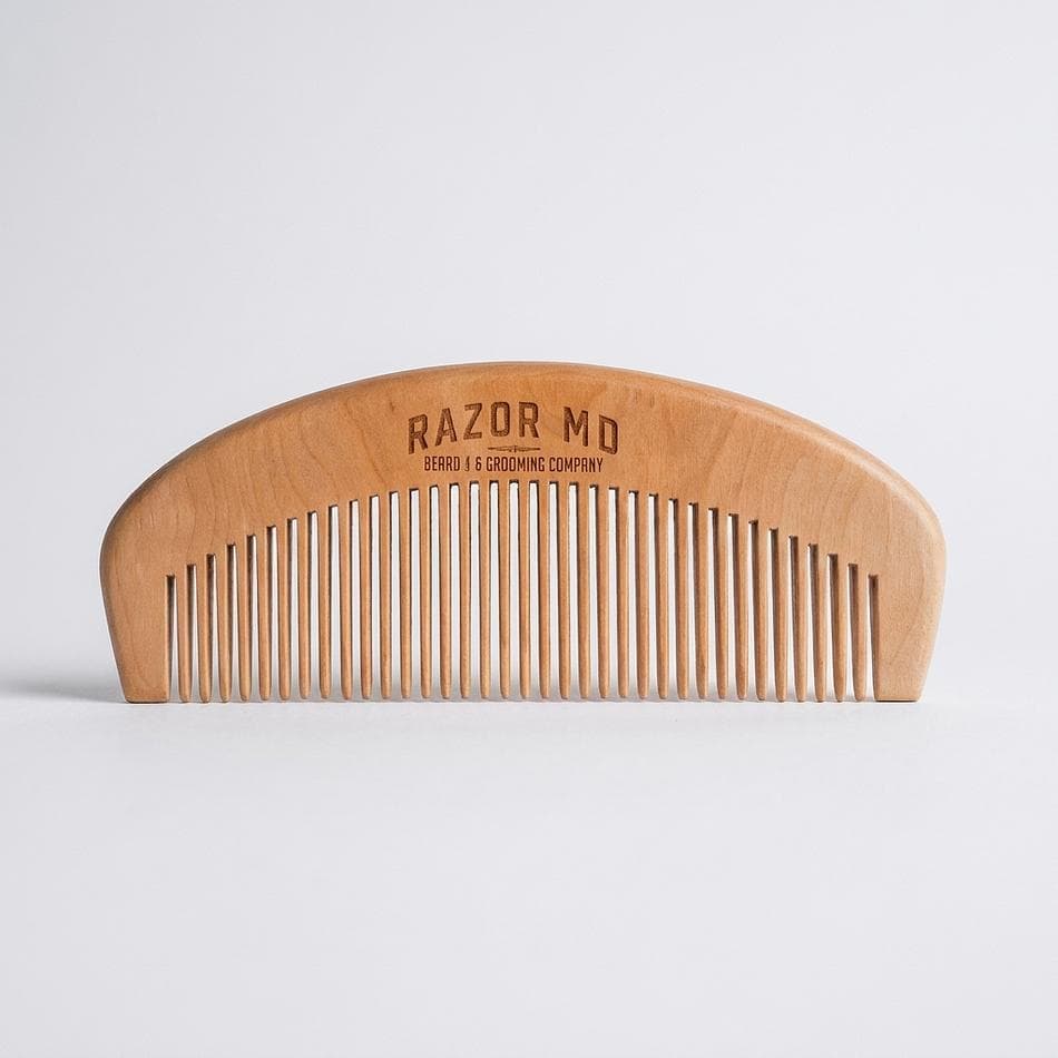 Wooden Beard Comb, Natural Hardwood, Wide-Tooth Detangling, Anti-Static, Pocket Size, Made in USA, 1 Pack