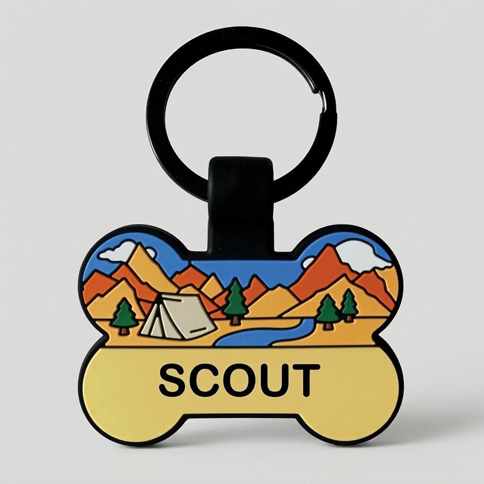 Silicone QR Code Pet ID Tag, Waterproof & Silent, Found Alert with Location, Battery-Free, Bone Shape, 1 Tag