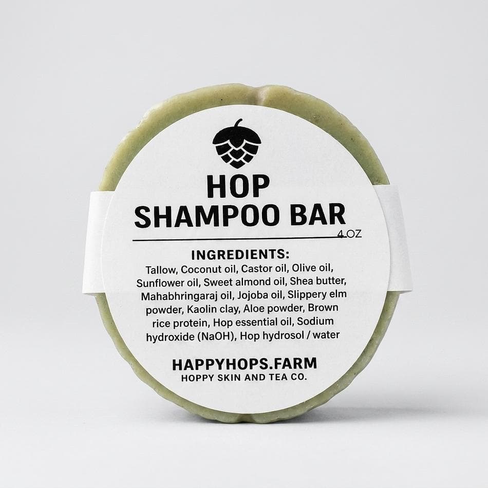 Hop-Infused Shampoo Bar, Tallow & Shea Butter, Rosemary Essential Oil, Nourish & Strengthen Hair, 1 Bar